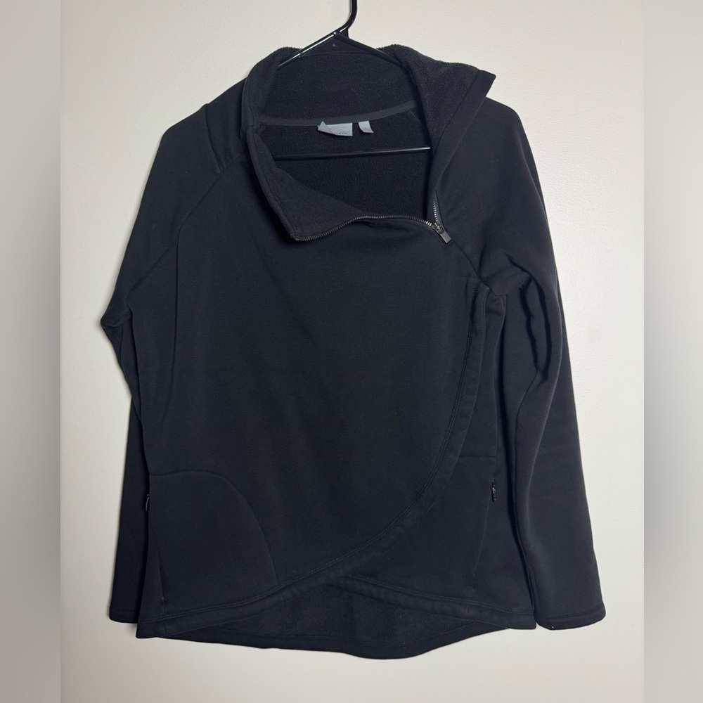Athleta Black Pullover Sweatshirt Womens Small Thumbholes Cozy Athleisure Fleece